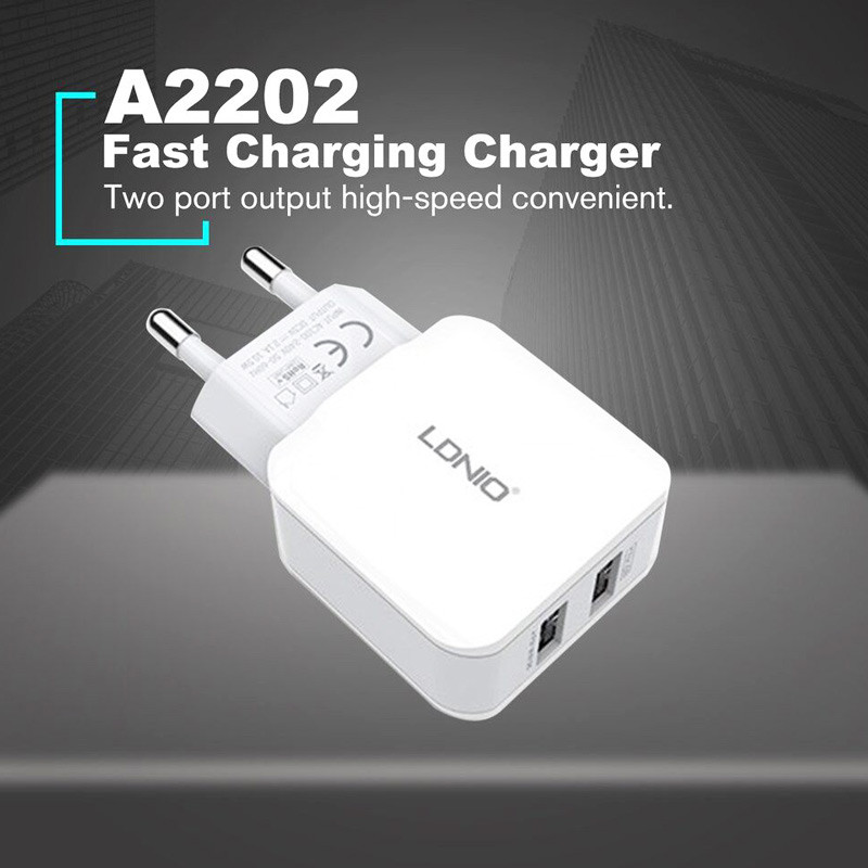 LDNIO-A2202-2Port-2.4A-12W-Fast-Wall-Charger-With-Lightning-Cable-7